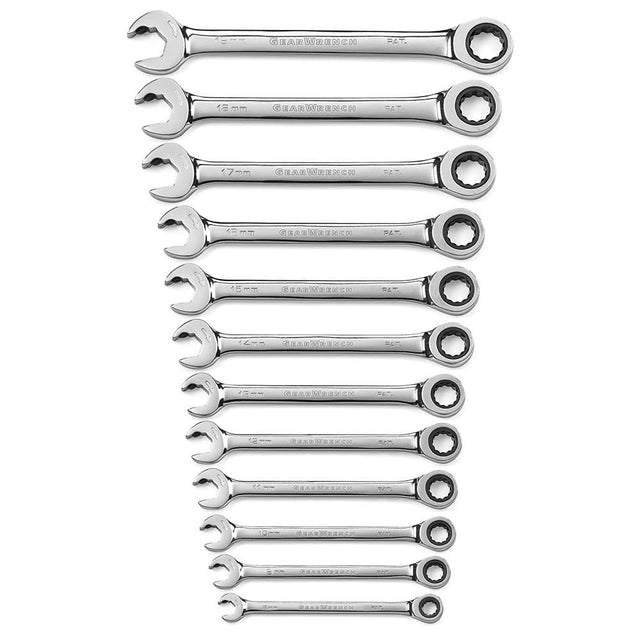 GearWrench 85597 12 Pc. 72-Tooth 12 Point Open End Ratcheting Metric Wrench Set