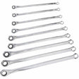 GearWrench 85998 9 Pc. 72-Tooth 12 Point XL GearBox Double Box Ratcheting SAE Wrench Set