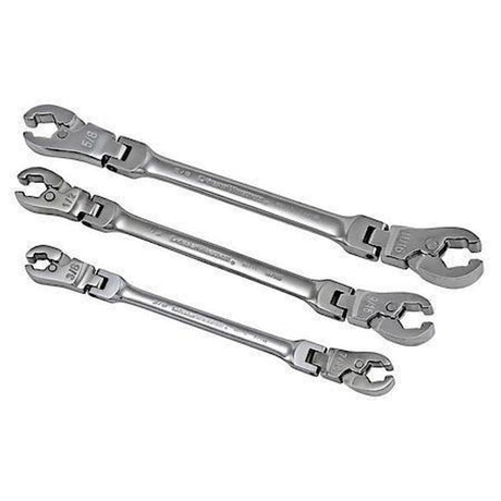 GearWrench 89098 3 Pc. Ratcheting Flex Head Flare Nut SAE Wrench Set