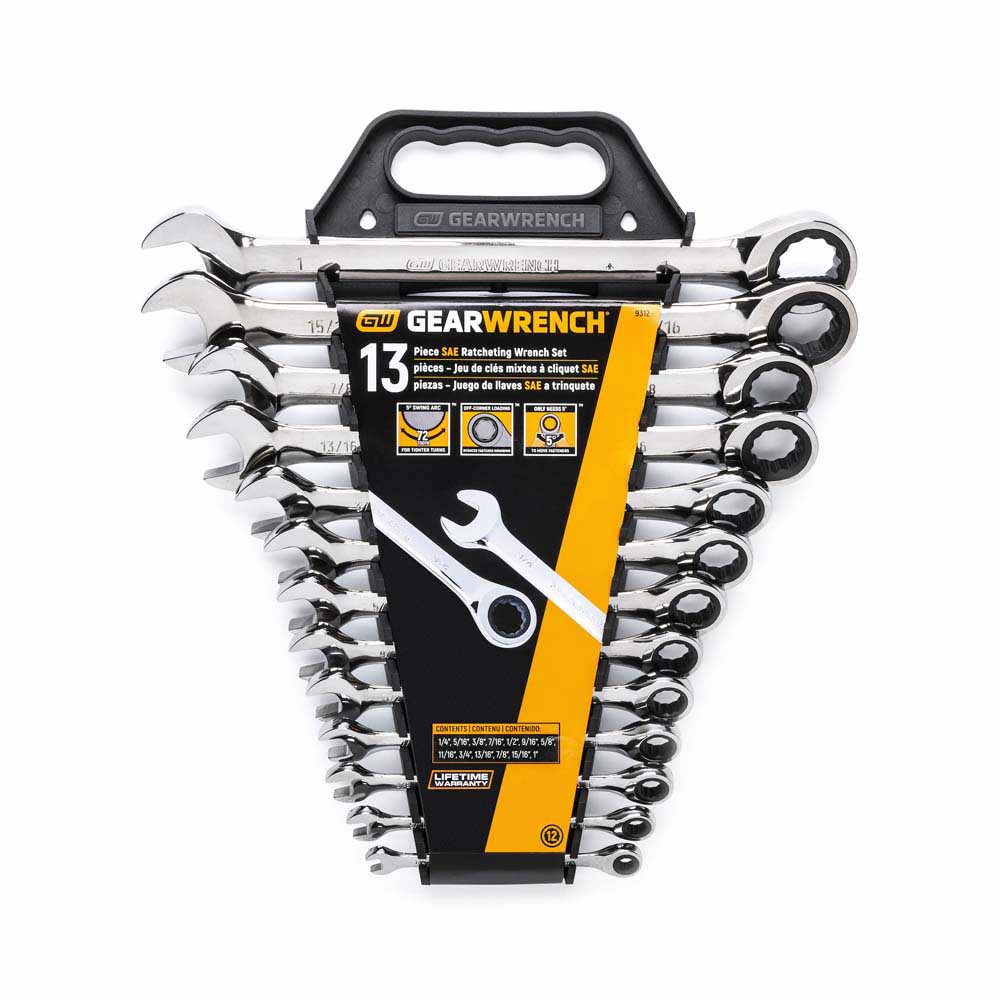 GearWrench 9312 13 Pc. 72-Tooth 12 Point Ratcheting Combination SAE Wrench Set - 4