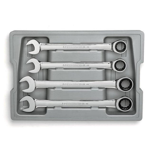 GearWrench 9413 4 Pc. 72-Tooth 12 Point Ratcheting Combination Metric Wrench Set with Tray