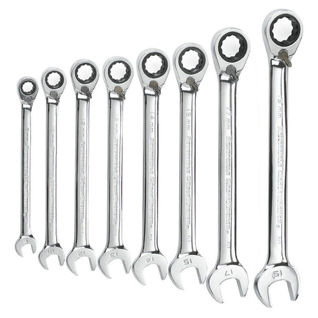 GearWrench 9543 8 Pc. 72-Tooth 12 Point Reversible Ratcheting Combination Metric Wrench Set