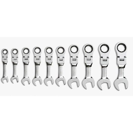 GearWrench 9550 10 Pc. 72-Tooth 12 Point Stubby Flex Head Ratcheting Combination Metric Wrench Set