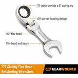 GearWrench 9570 7 Pc. 72-Tooth 12 Point Stubby Flex Head Ratcheting Combination SAE Wrench Set - 2