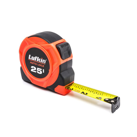 Crescent Lufkin AL725MAGN 1" x 25' Hi-Viz Orange Auto-Lock Magnetic Hook Yellow Clad Tape Measure