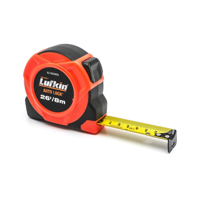 Crescent Lufkin AL748CMEN 25mm x 8m 700 Series Hi-Viz Orange Auto-Lock Yellow Clad Tape Measure