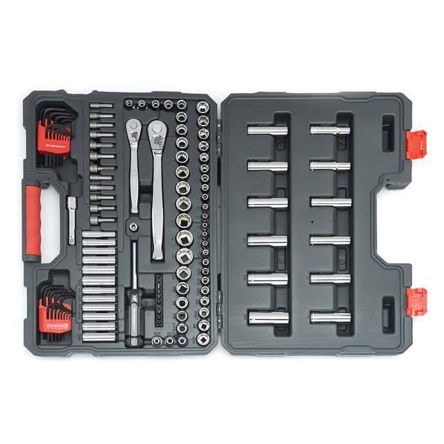 Crescent CTK121 121 Pc 1/4 & 3/8 Drive 6 & 12 Point Standard & Deep SAE/Met Mech Tool Set