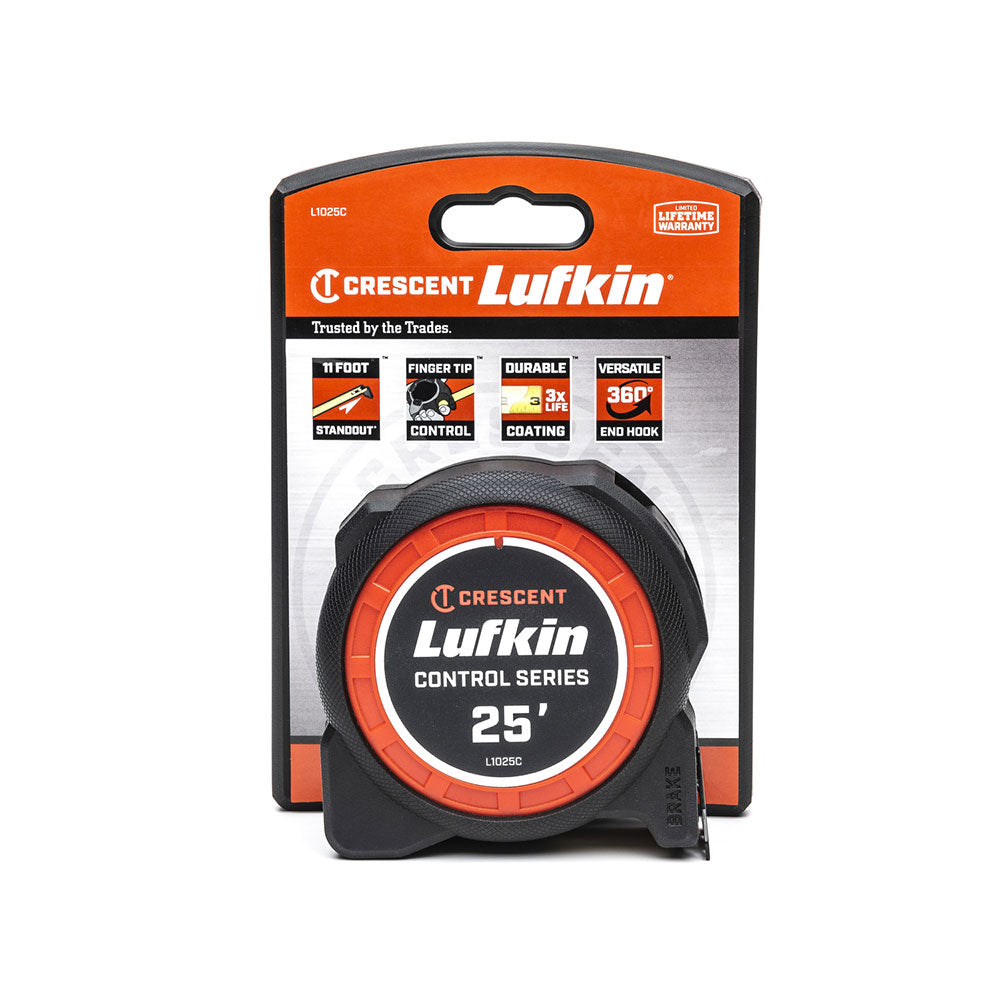 Crescent Lufkin L1025C 1-3/16" x 25' Command Control Series Yellow Clad Tape Measure - 5