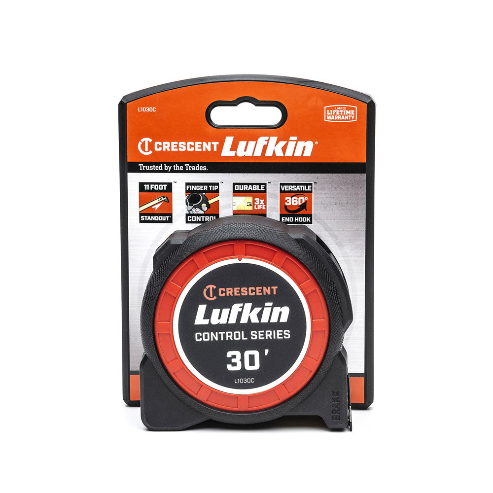 Crescent Lufkin L1030C 1-3/16" x 30' Command Control Series Yellow Clad Tape Measure - 5