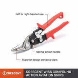 Crescent Wiss M1R 9-3/4" Straight to Left Cut Compound Action Aviation Snips - 6