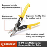 Crescent Wiss M3R 1-3/8" Cut Capacity 9-3/4" Straight Left and Right Cut Compound Action Snips - 3