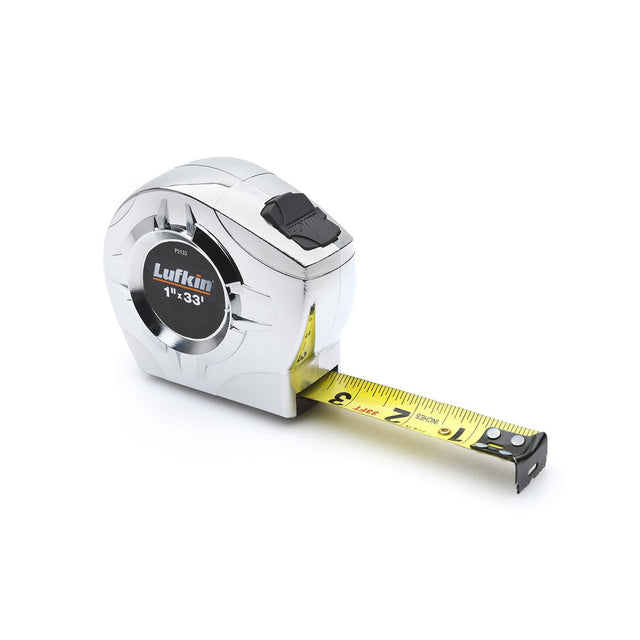 Crescent Lufkin P2125N 1" x 25' P2000 Series Chrome Case Yellow Clad A5 Blade Power Return Tape Measure