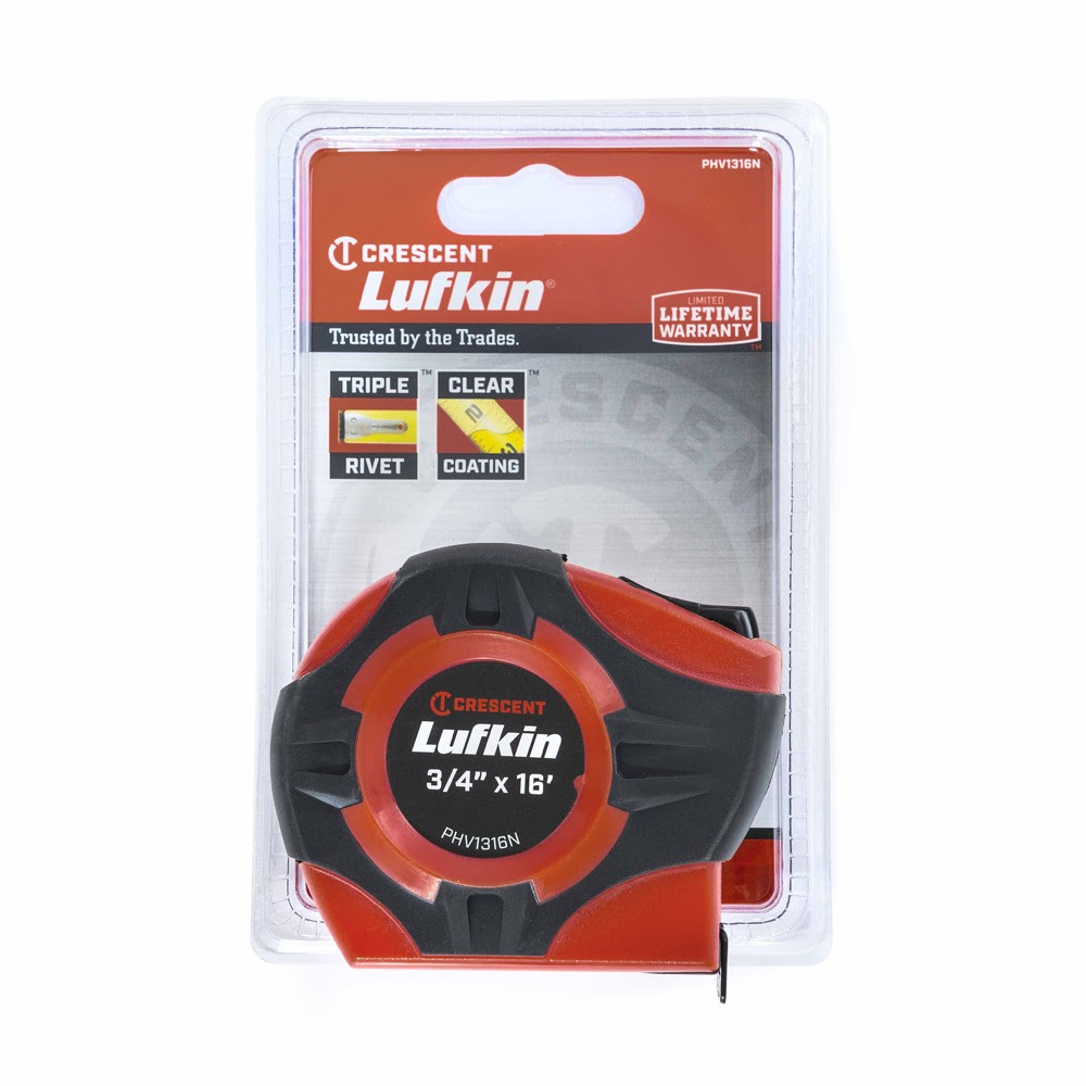 Crescent Lufkin PHV1316N 3/4" x 16' P1000 Series Hi-Viz Orange Yellow Clad A2 Blade Power Return Tape Measure - 4
