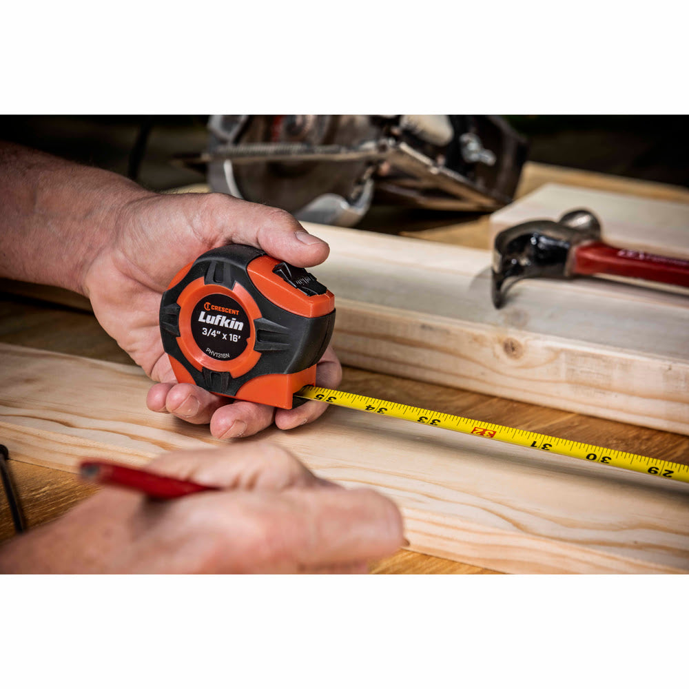 Crescent Lufkin PHV1316N 3/4" x 16' P1000 Series Hi-Viz Orange Yellow Clad A2 Blade Power Return Tape Measure - 6