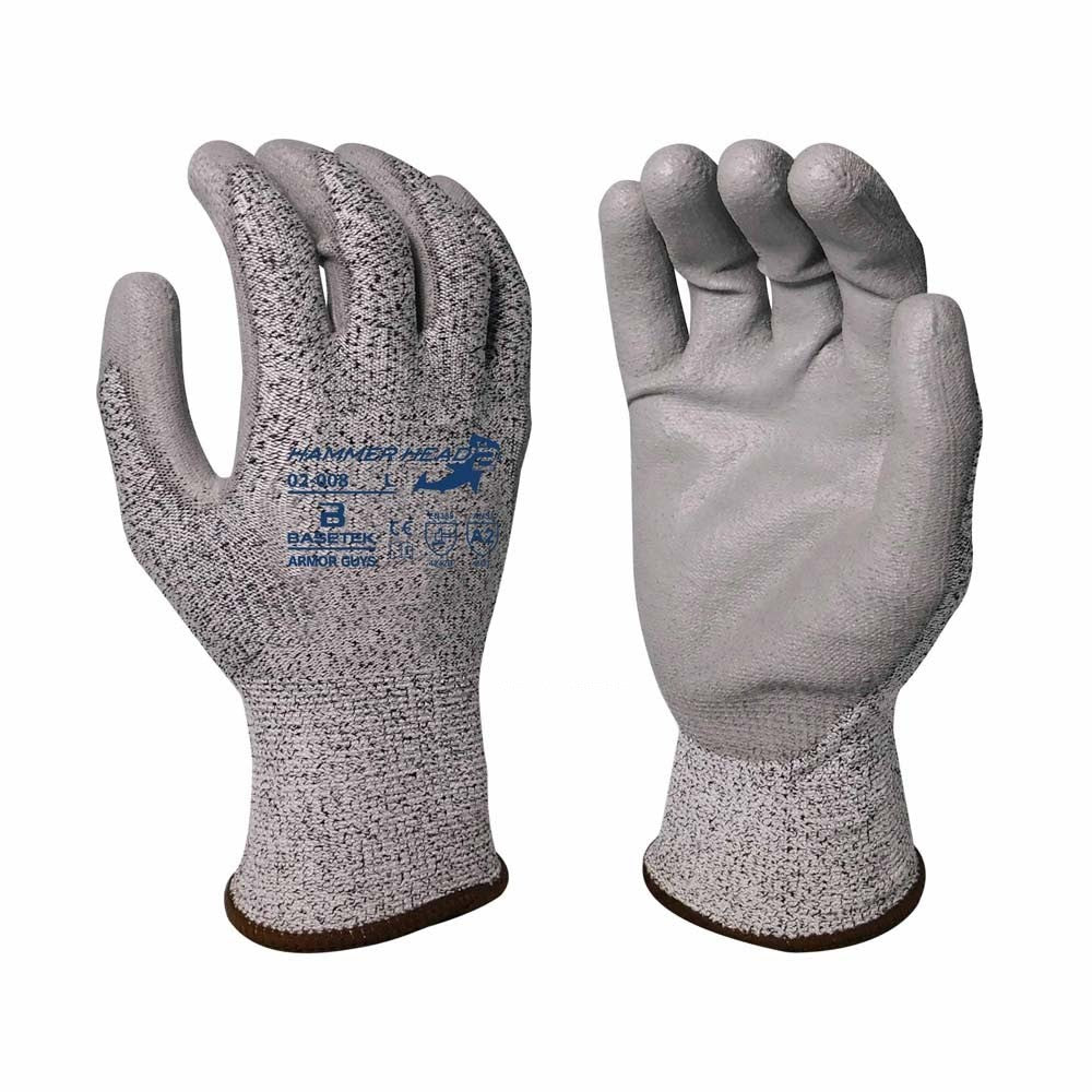 Armor Guys 02-008-M Cut Level A2 Polyurethane Palm Coated Basetek Gloves, Salt & Pepper, Medium (12 Pack)