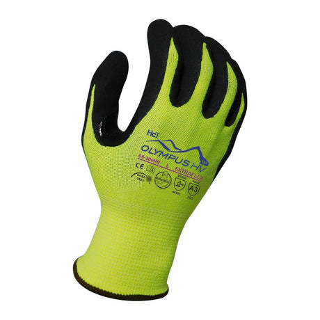 Armor Guys 04-300HV Olympus HV A3 Cut Resistant Hi-Vis Nitrile Palm Coated Gloves