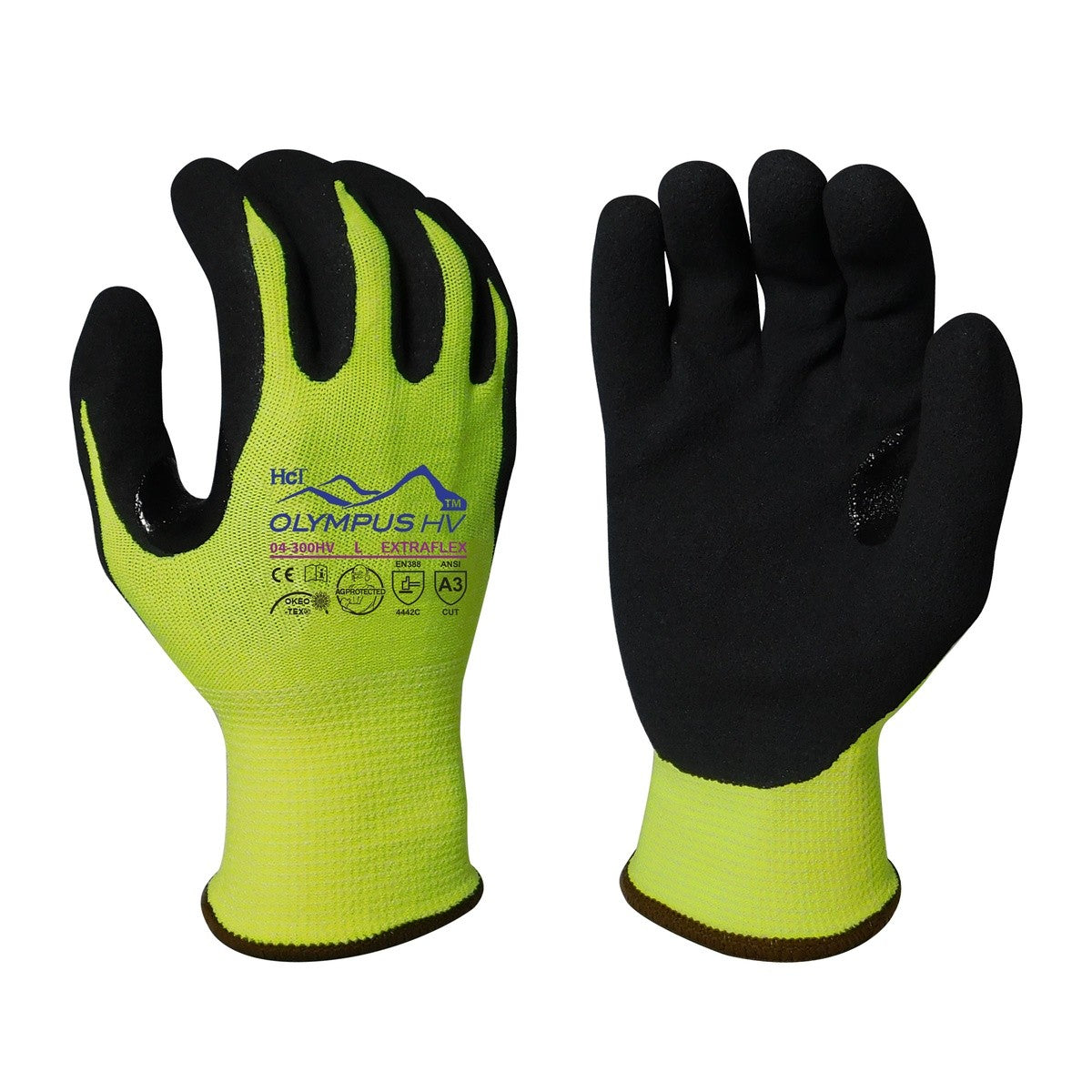 Armor Guys 04-300HV Olympus HV A3 Cut Resistant Hi-Vis Nitrile Palm Coated Gloves - 2