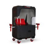 Armorgard SS7-T 54.7" x 30.7" x 74.8" Mobile Cutting Station Workstation with PVC Spark Curtains and Sound Deadening - 2