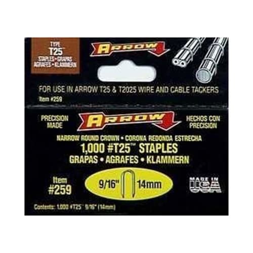 Arrow 259 T25/T2025 9/16" Staples (1000/pk)