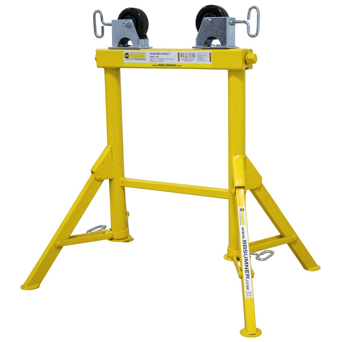 BB Sumner 4300PWH Hi Adjust-A-Roll Pipe Stand with Non-Marking Phenolic Wheel Head - 2