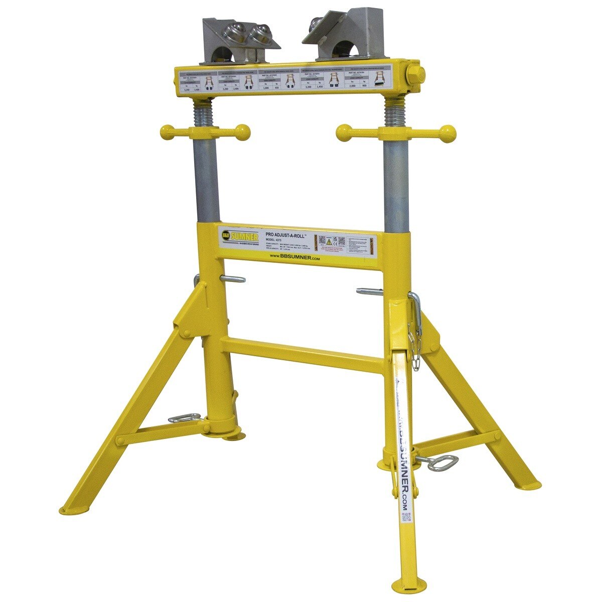 BB Sumner 4375BTH Pro Adjust-A-Roll Pipe Stand with Stainless Steel Ball Transfer Wheel Head