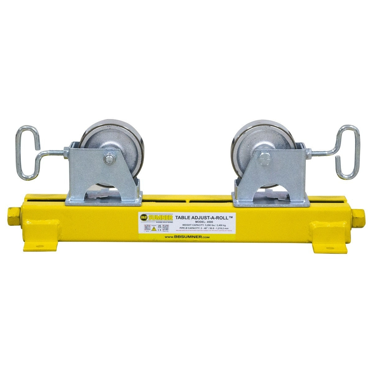 BB Sumner 4500SSWH Table Adjust-A-Roll with Stainless Steel Wheel Head Rapid Self-Centering Pipe Roller Stand - 3
