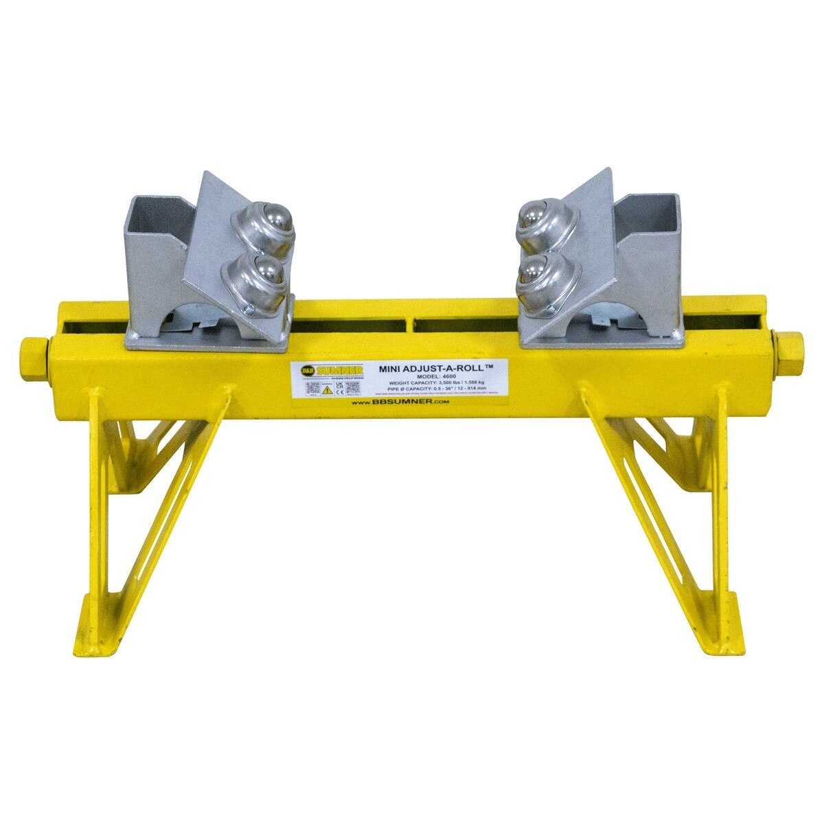 BB Sumner 4600BTH Mini Adjust-A-Roll with Stainless Steel Ball Transfer Head 11 x 22 in. Pipe Roller Stand - 2