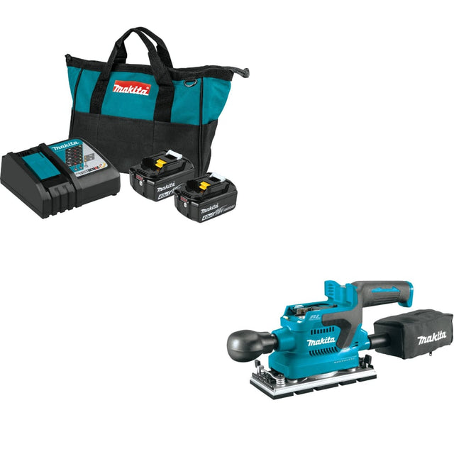 Makita BL1840BDC2 18V LXT Starter Pack w/FREE XOB03Z Finishing Sander