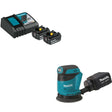 Makita BL1840BDC2X Battery & Charger Kit W/ FREE XOB01Z 5" Random Orbit Sander
