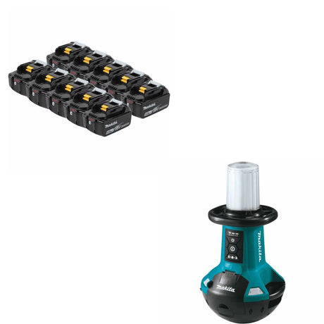 Makita BL1850B-10 Battery, 10 Pack Kit W/ FREE DML810 Area Light