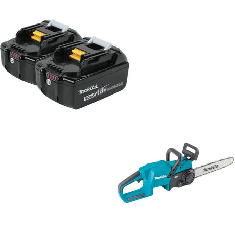 Makita BL1850B-2 Battery 2 Pack Kit W/ FREE XCU11Z 14in Chain Saw