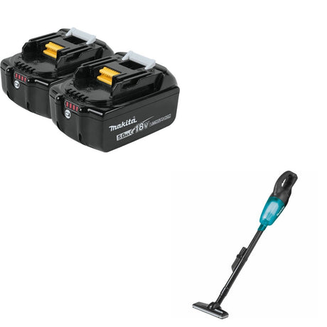 Makita BL1850B-2 Battery, 2 Pack Kit W/ FREE XLC02ZB Vacuum