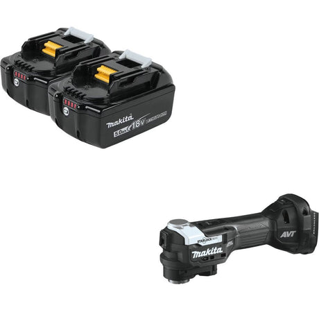 Makita BL1850B-2 18V 5.0Ah Battery, 2 Pack Kit W/ FREE XMT04ZB Multi-Tool