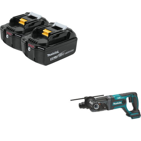 Makita BL1850B-2 Battery, 2 Pack Kit W/ FREE XRH04Z Rotary Hammer