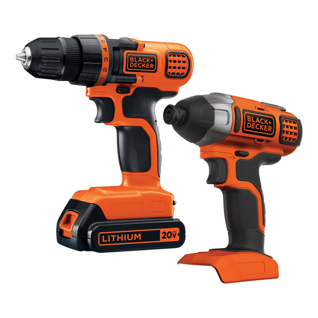 Black & Decker BD2KITCDDI 20V MAX Lithium Ion Drill/Driver + Impact Combo Kit