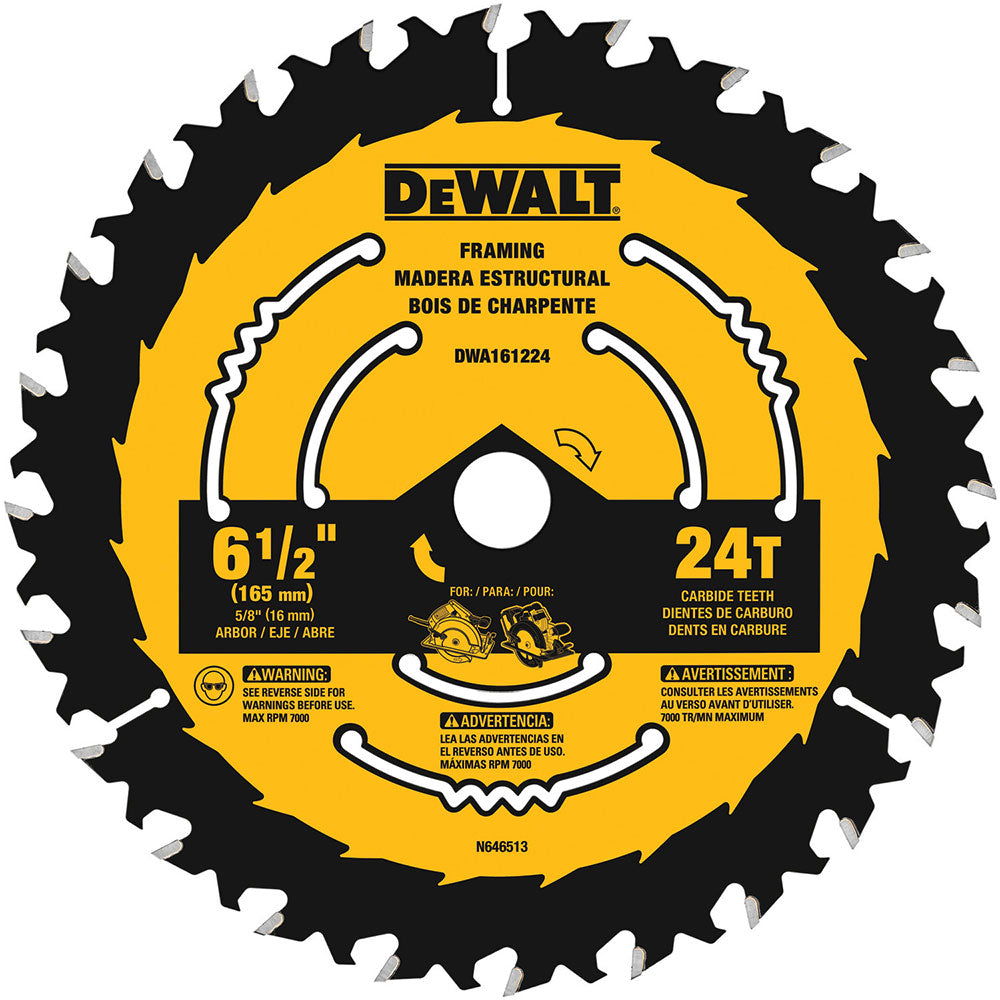 DeWalt DWA161224L 6-1/2" 24T Circular Saw Blade