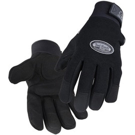 Black Stallion 99PLUSL-BLK ToolHandz Plus Mechanics Gloves with Synthetic Leather Palm and Spandex Back (Large, Black)