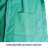 Black Stallion F9-36C-XL 36 Inch 9 oz FR Cotton Welding Jacket with Welder's Collar, Green (X-Large) - 3