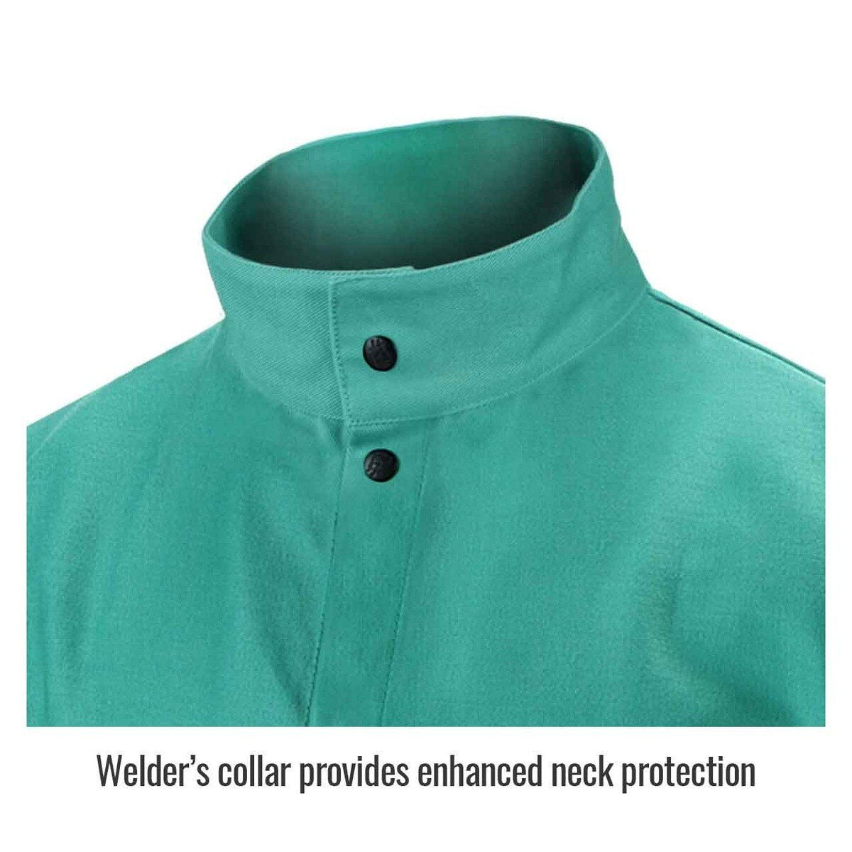 Black Stallion F9-36C-XL 36 Inch 9 oz FR Cotton Welding Jacket with Welder's Collar, Green (X-Large) - 4