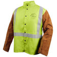 Black Stallion JH1012-LM-L Hi-Vis Hybrid Welding Jacket with FR Cotton Body and Split Cowhide Sleeves 30 in Length Large (1 Each)