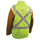 Black Stallion JH1012-LM-L Hi-Vis Hybrid Welding Jacket with FR Cotton Body and Split Cowhide Sleeves 30 in Length Large (1 Each) - 2