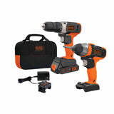 Black & Decker BD2KITCDIBC 20V DRILL IMPACT 2 KIT W/BAG