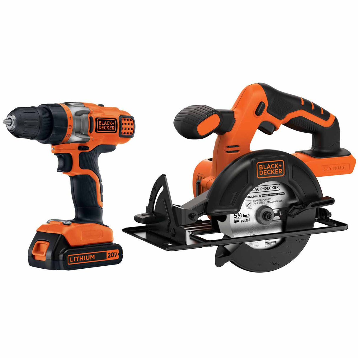 Black & Decker BDCD220CS 20V MAX* Lithium Ion Drill/Driver + Circular Saw Combo Kit - 2