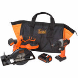 Black & Decker BDCD220CS 20V MAX* Lithium Ion Drill/Driver + Circular Saw Combo Kit - 4