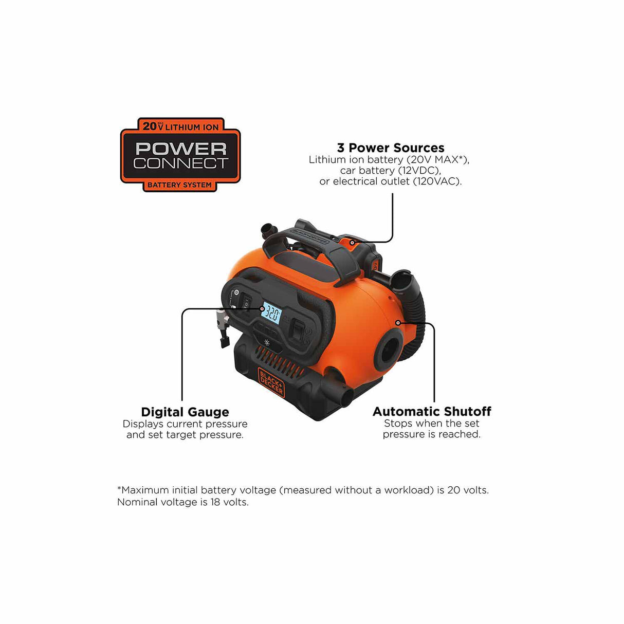 Black & Decker BDINF20C 20V MAX Multi-Purpose Inflator - 4