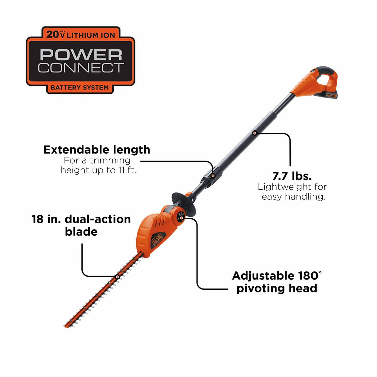 Black & Decker LPHT120 20V MAX* Lithium Pole Hedge Trimmer (LPHT120) - 2