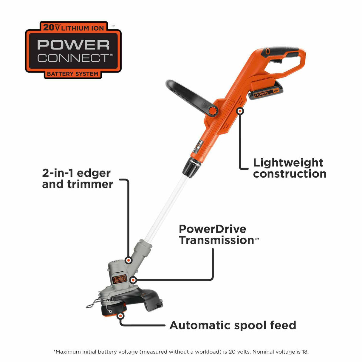 Black & Decker LST300 20V MAX Lithium 12 in. Trimmer/Edger (LST300) - 4