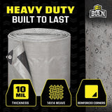 Boen ST-1620 16' x 20' Heavy Duty Silver Black Poly Tarp 10 Mil 14 x 14 Weave (1 Tarp) - 3