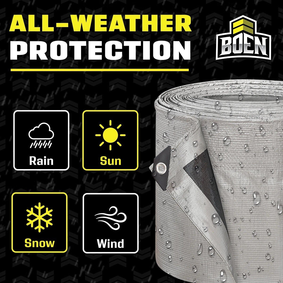 Boen ST-1620 16' x 20' Heavy Duty Silver Black Poly Tarp 10 Mil 14 x 14 Weave (1 Tarp) - 4