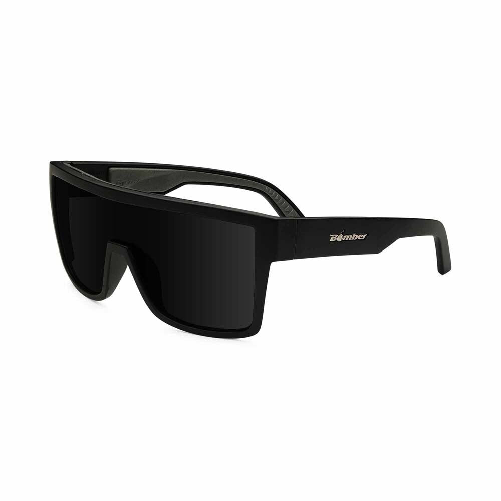 Bomber Eyewear BZ103 Buzz Safety Smoke Glasses with Removable Side Shields, Matte Black Frame